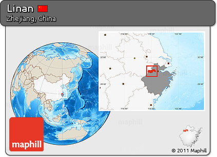 Shaded Relief Location Map of Linan, highlighted country, highlighted parent region