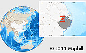 Shaded Relief Location Map of Linan, highlighted country, highlighted parent region
