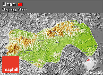 Physical Map of Linan, desaturated