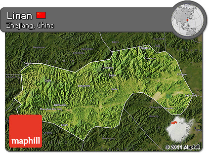 Satellite Map of Linan, darken