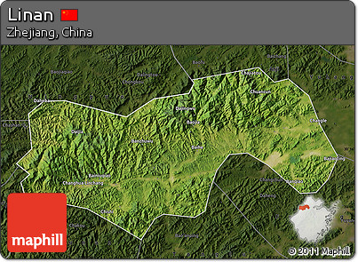 Satellite Map of Linan, darken