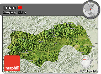 Satellite Map of Linan, lighten