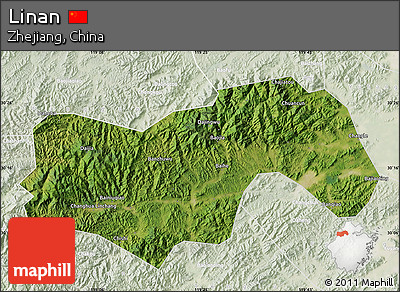 Satellite Map of Linan, lighten