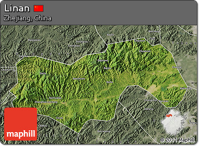 Satellite Map of Linan, semi-desaturated