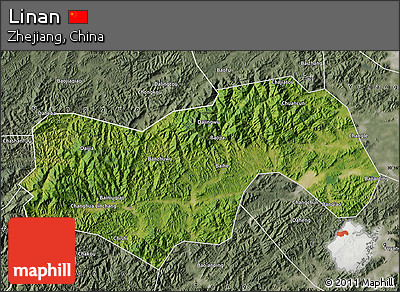 Satellite Map of Linan, semi-desaturated