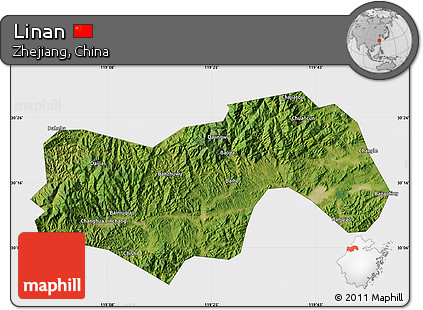 Satellite Map of Linan, single color outside