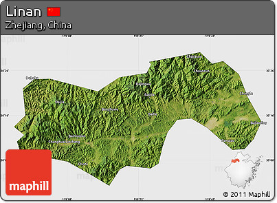 Satellite Map of Linan, single color outside