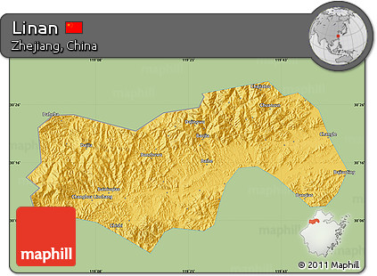 Savanna Style Map of Linan, single color outside