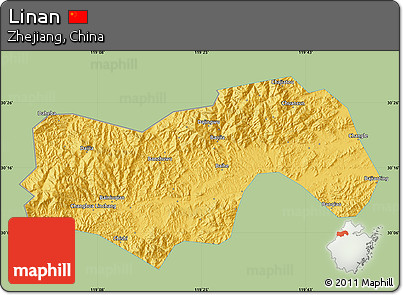 Savanna Style Map of Linan, single color outside