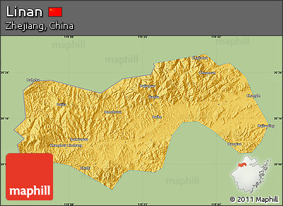 Savanna Style Map of Linan, single color outside