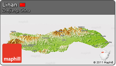 Physical Panoramic Map of Linan, cropped outside
