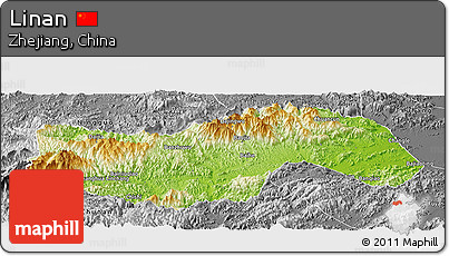 Physical Panoramic Map of Linan, desaturated