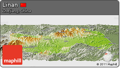 Physical Panoramic Map of Linan, semi-desaturated