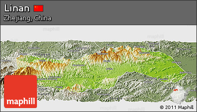 Physical Panoramic Map of Linan, semi-desaturated