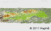 Physical Panoramic Map of Linan, semi-desaturated