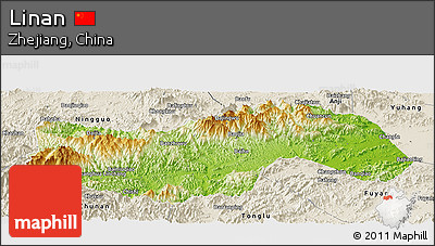 Physical Panoramic Map of Linan, shaded relief outside