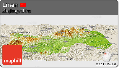 Physical Panoramic Map of Linan, shaded relief outside