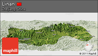 Satellite Panoramic Map of Linan, lighten