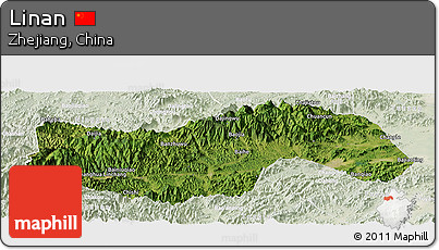 Satellite Panoramic Map of Linan, lighten