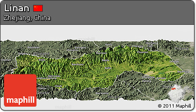Satellite Panoramic Map of Linan, semi-desaturated