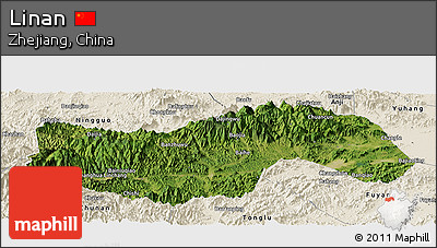 Satellite Panoramic Map of Linan, shaded relief outside