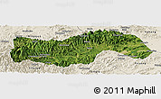 Satellite Panoramic Map of Linan, shaded relief outside
