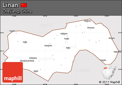 Classic Style Simple Map of Linan, cropped outside