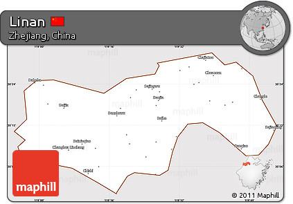 Classic Style Simple Map of Linan, cropped outside