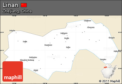Classic Style Simple Map of Linan, single color outside