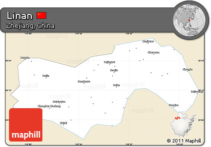 Classic Style Simple Map of Linan, single color outside