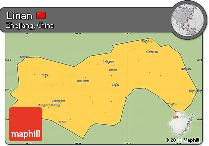 Savanna Style Simple Map of Linan, cropped outside