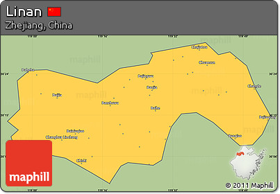 Savanna Style Simple Map of Linan, cropped outside