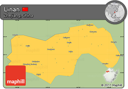 Savanna Style Simple Map of Linan, single color outside