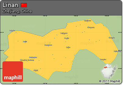 Savanna Style Simple Map of Linan, single color outside