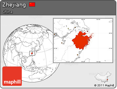 Blank Location Map of Zhejiang