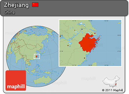 Savanna Style Location Map of Zhejiang