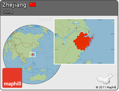 Savanna Style Location Map of Zhejiang