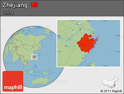 Savanna Style Location Map of Zhejiang