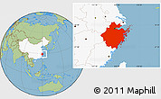 Savanna Style Location Map of Zhejiang, highlighted country