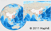 Shaded Relief Location Map of Zhejiang, highlighted country, within the entire country
