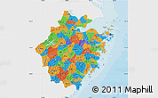 Political Map of Zhejiang, single color outside