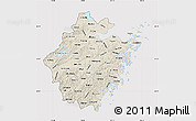 Shaded Relief Map of Zhejiang, cropped outside