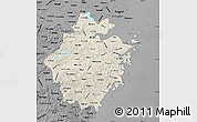 Shaded Relief Map of Zhejiang, darken, desaturated