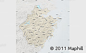 Shaded Relief Map of Zhejiang, lighten, semi-desaturated