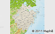 Shaded Relief Map of Zhejiang, physical outside