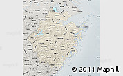 Shaded Relief Map of Zhejiang, semi-desaturated