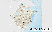 Shaded Relief Map of Zhejiang, single color outside