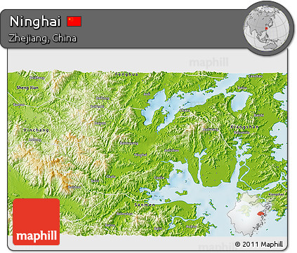 Physical 3D Map of Ninghai