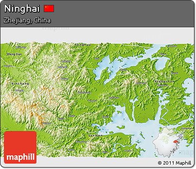 Physical 3D Map of Ninghai