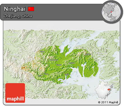 Physical 3D Map of Ninghai, lighten